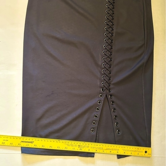 Torrid Mini Studio Luxe Point Lace up effect pencil black skirt Sz-2  V13 - Picture 10 of 13